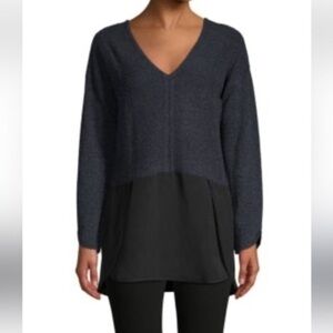 Quinn Cashmere Long Sleeve Sweater size Large L gray 60% cashmere 40%wool K